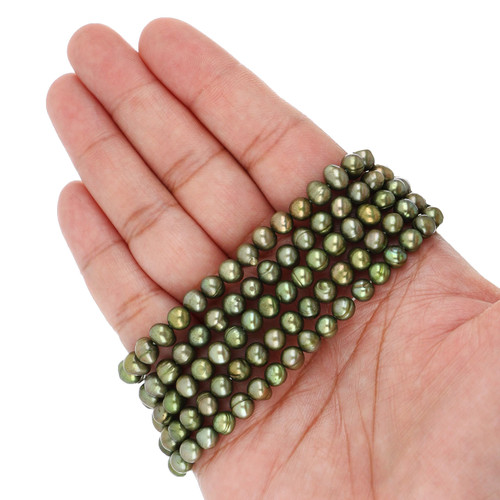 15 IN Strand 5.5 - 6 MM Olive Green Freshwater Pearls