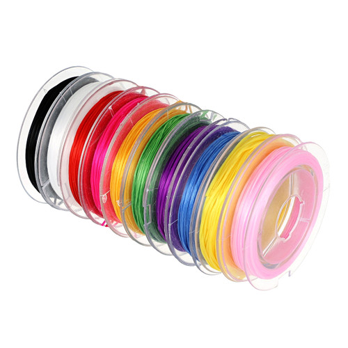10 Spools of 30 Ft 0.5 mm Multi-Colored Stretchy Elastic String