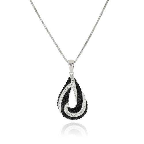 Sterling Silver Swarovski Crystal Black Tear Drop Necklace