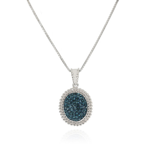 Swarovski Crystal Midnight Blue Oval Sterling Silver Necklace