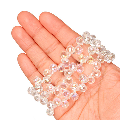 8 mm Faceted Drop Glass Beads - Iridescent Opal