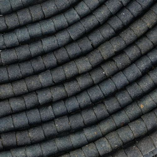 Dark Steel Gray Colored Maasai Tube Beads