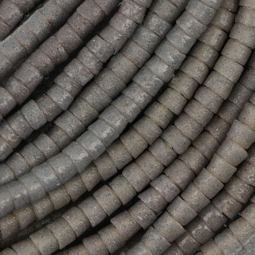Fossil Gray African Maasai Tube Beads