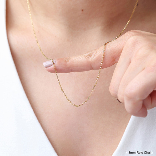 14K Gold Filled 1.3mm Rolo Chain Necklace