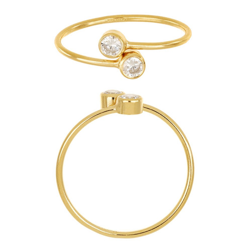 14K Gold Filled 3mm White 3A CZ Adjustable Ring