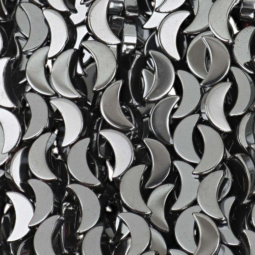 Hematite Half Moon Beads 8mm - Black Color