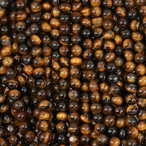 Smooth Round Beads 6mm 15 In Strand-Tiger Eye