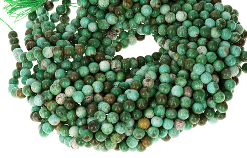 15 IN Strand 6.5 mm Turquoise and Green Agate Natural Round Smooth Gemstone Beads