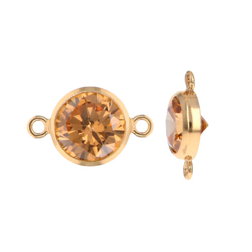 14K Gold Filled CZ Connectors 4mm Champagne - 1 Pair