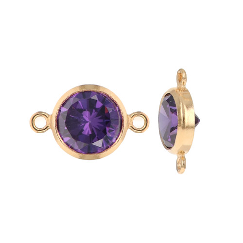 14K Gold Filled CZ Connectors 4mm Purple - 1 Pair 14K Gold Filled CZ Connectors 4mm Purple - 1 Pair
