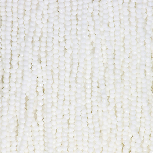 Round Faceted Glass Beads 2mm-Bright White