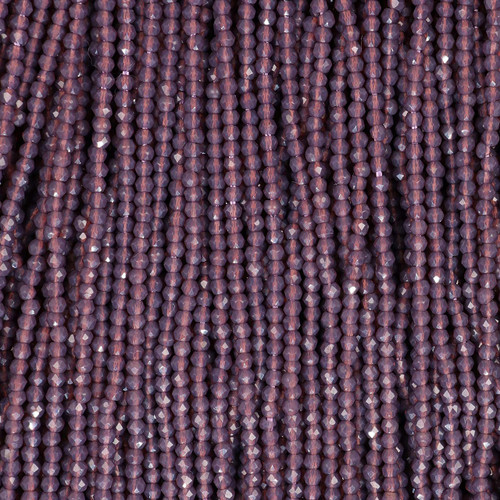 Round Faceted Glass Beads 2mm-Dark Mauve