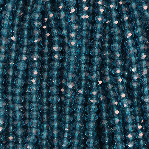 Rondelle Faceted Glass Beads 4mm-Turquoise Blue