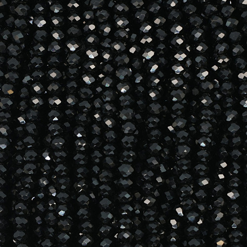 Rondelle Faceted Glass Beads 4mm-Midnight Black