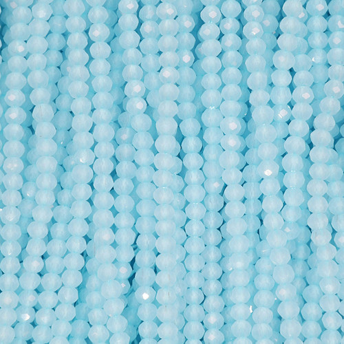 Rondelle Faceted Glass Beads 3mm-Frosted Sky Blue