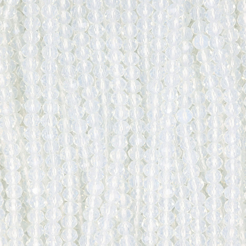 Round Faceted Glass Beads 4mm- Semi-Clear