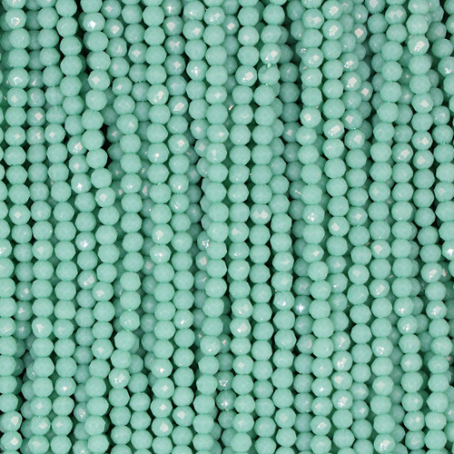 Round Faceted Glass Beads 3mm- Teal Blue