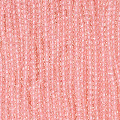 Round Faceted Glass Beads 3mm- Light Pink