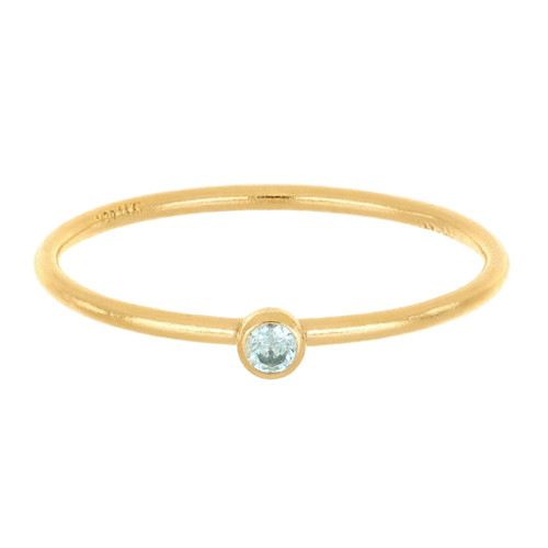14k Gold Filled Aqua Blue CZ Stacking Ring Size 6