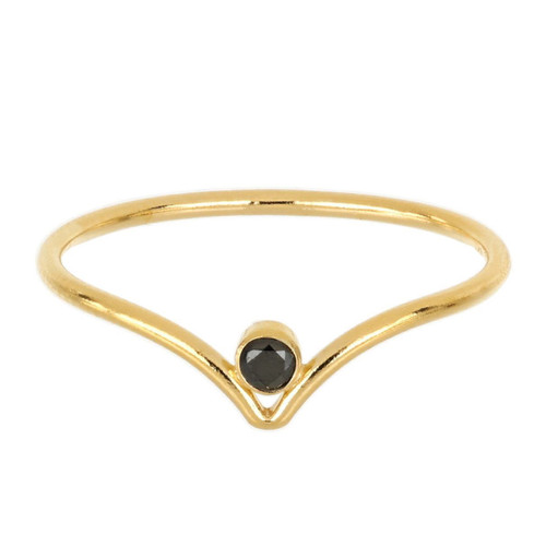14k Gold Filled Chevron Ring w/CZ Size 7- Black