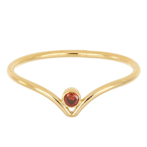 14k Gold Filled Chevron Ring w/CZ Size 7 -Deep Red