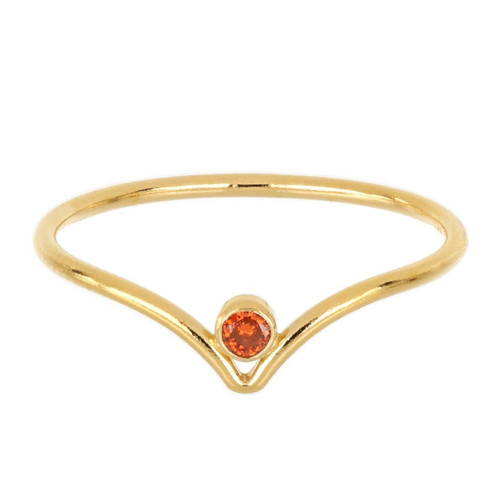 14K Gold Filled Chevron Ring w/CZ Size 5-Red