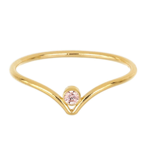 14K Gold Filled Chevron Ring w/CZ Size 6-Pink