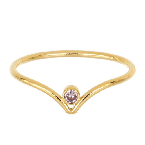 14K Gold Filled Chevron Ring w/CZ Size 7-Light Purple