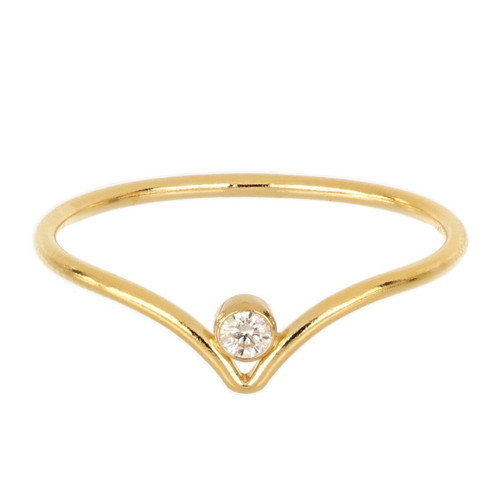14K Gold Filled Chevron Ring w/CZ Size 6- Clear