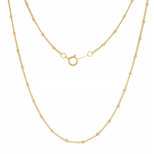 14K Gold Filled 20” Curb Chain w/Bead Necklace