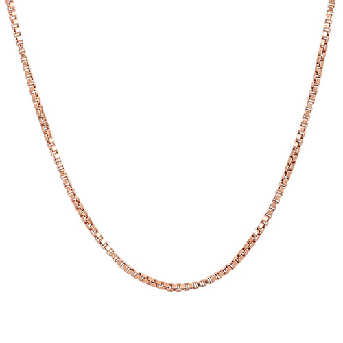 Sterling Silver 22” 1mm Rose Gold Plated Box Chain