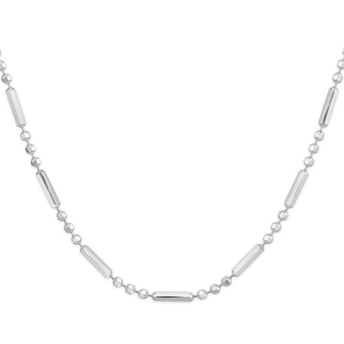 Sterling Silver 14" Faceted Ball & Bar Chain Necklace