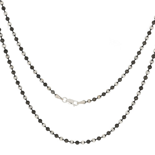 Sterling Silver 16” 2.5mm Two-Tone Ball Necklace