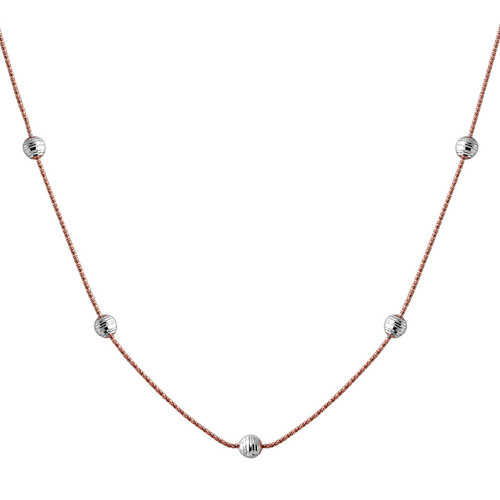 Sterling Silver 18” 1.1mm Rose Gold Plated Snake Chain w/Bead Necklace