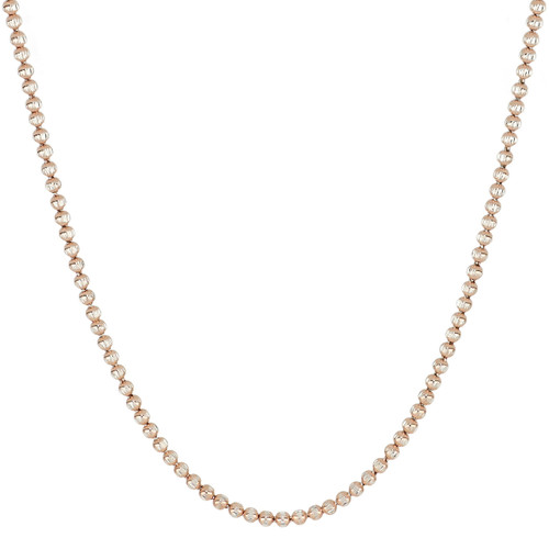 Sterling Silver 18” 1.5mm Rose Gold Plated Two-Tone Ball Necklace