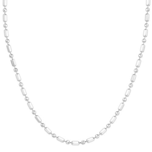 Sterling Silver 14" 2.25mm D/C Alt Ball Chain Necklace