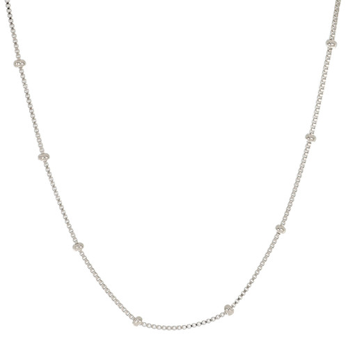 Sterling Silver Box Chain With Bead Necklace