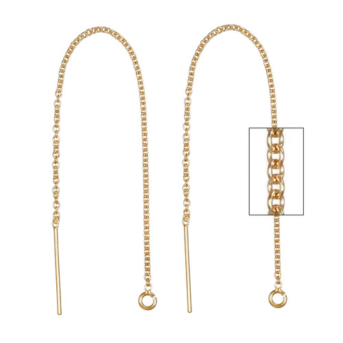 14K Gold Filled Long Cable Chain Threaders W/ Ring