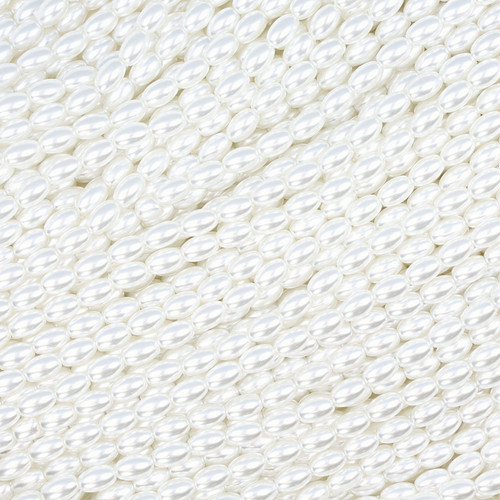 Oval Crystal Glass Pearls 4x6mm- White