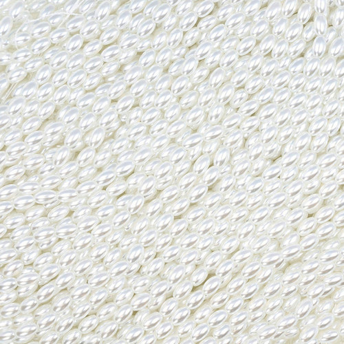 Oval Crystal Glass Pearls 3x5mm- White