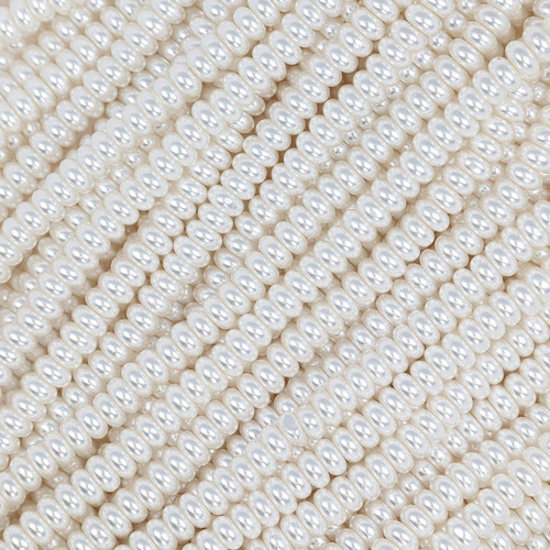 Rondelle Crystal Glass Pearls 6mm-White