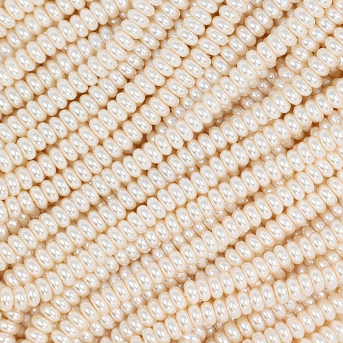 Rondelle Crystal Glass Pearls 6mm-Cream