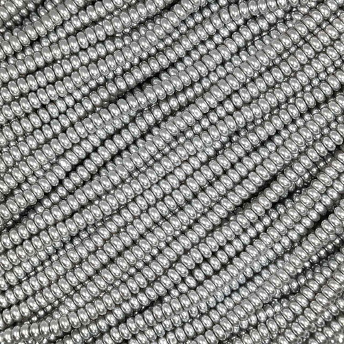 Rondelle Crystal Glass Pearls 4mm-Silver
