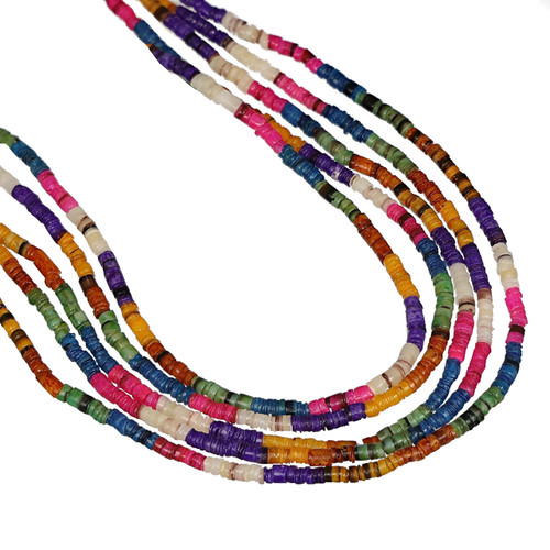 Dyed Hammer Shell Heishi Beads 3mm – Multicolored