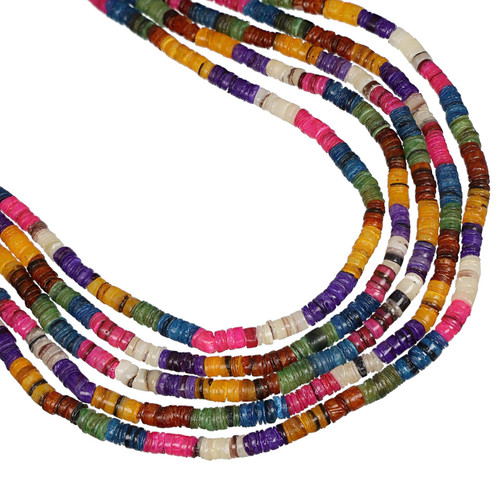 Dyed Hammer Shell Heishi Beads 5mm – Multicolored