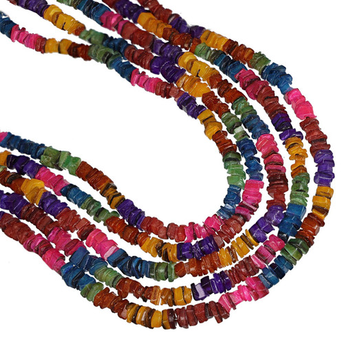 Dyed Hammer Square-Cut Shell 6mm-Multicolored