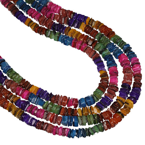 Dyed Hammer Square-Cut Shell 7mm-Multicolored