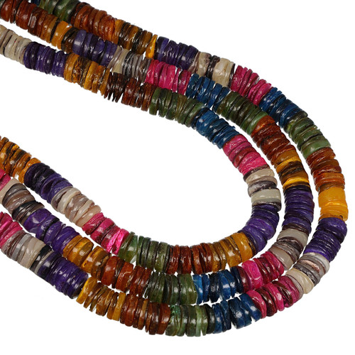 Dyed Hammer Shell Heishi Beads 10mm - Multicolored