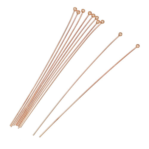 Rose Gold Filled Ball Head Pin - 26g 2nch 10Pc
