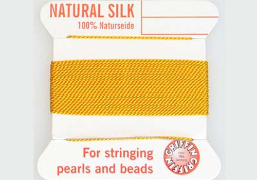 6 FT Size 1 Yellow-Amber Beading Silk Thread w/ Fixed Needle